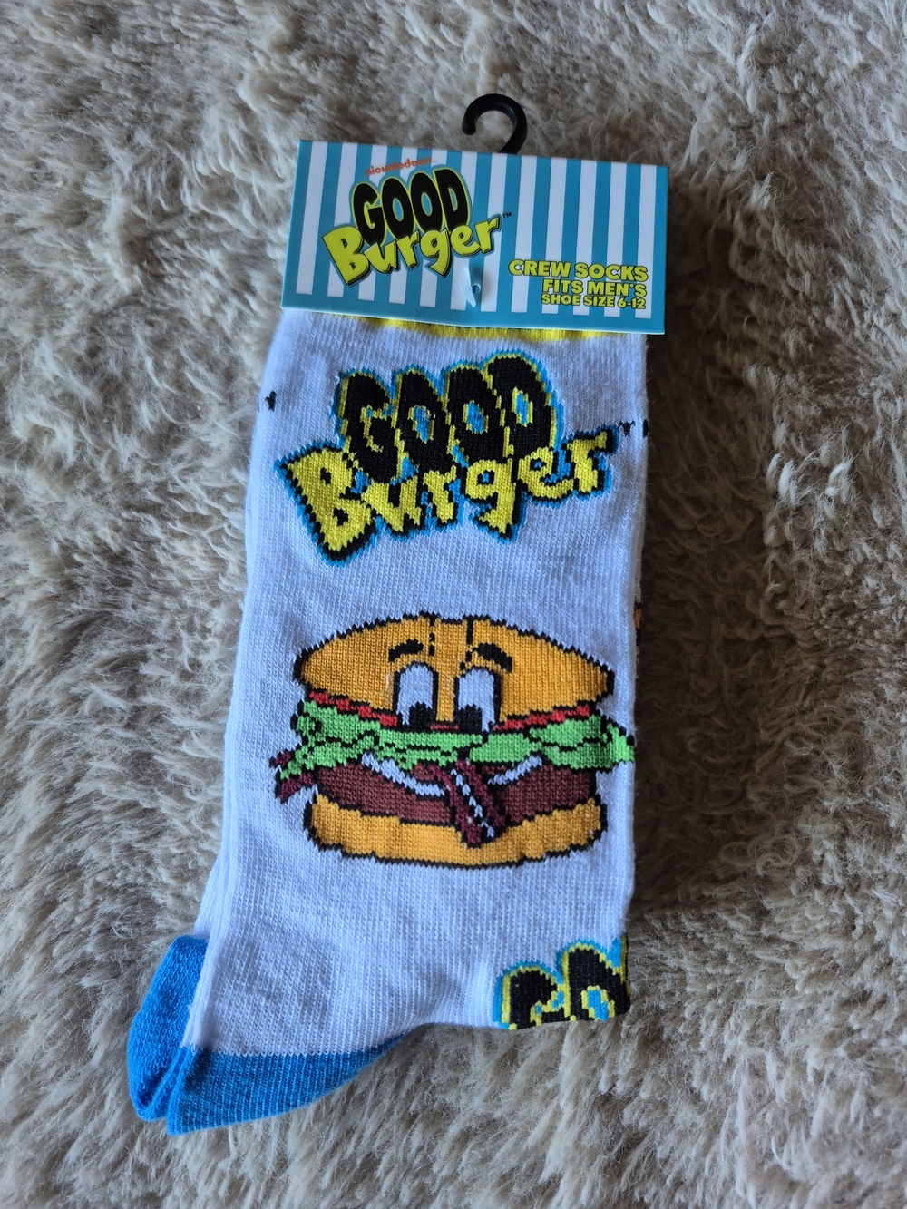 Nickelodeon Good Burger Crew Socks for Men ☆ Foodie Novelty Gifts, Size 6-12